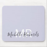 Mousepad Monograma roxo, pastel, elegante moderno<br><div class="desc">Pão de rato roxo,  monograma,  pastel elegante moderno. Pasta de rato personalizada simples e limpa,  monificada,  com as suas iniciais e nome. As cores da fonte e do texto são totalmente personalizáveis.</div>