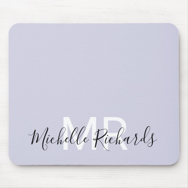 Mousepad Monograma roxo, pastel, elegante moderno (Frente)
