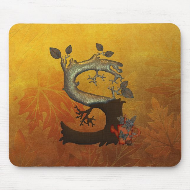Mousepad Monograma S da árvore do outono (Frente)
