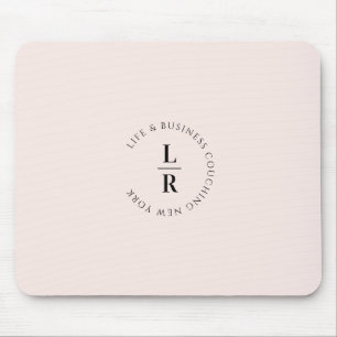 Mousepad Monograma, salão, minimalista, rosa de bege-claro
