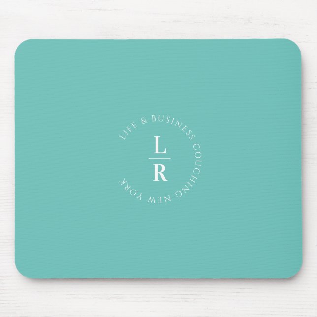 Mousepad Monograma, salão, minimalista, turquesa (Frente)
