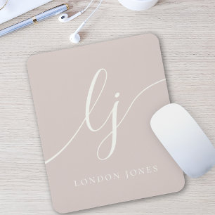 Mousepad Monograma - Script Feminina Elegante - Rosa Rosa P