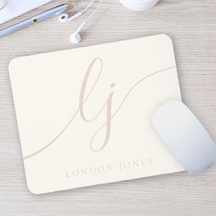 Mousepad Monograma - Script Feminina Legítima, Rosa Rosa-De