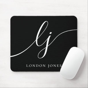 Mousepad Monograma - Script Feminino Impressionante - Preto