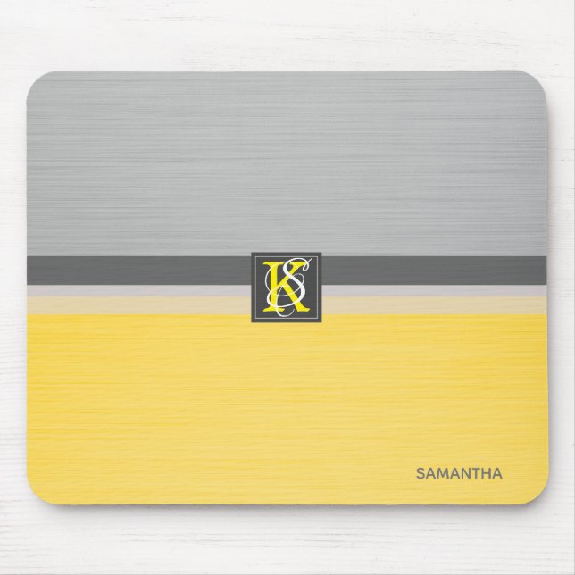 Mousepad Monograma Simples de Dois Amarelos de Tom e Inicia (Frente)