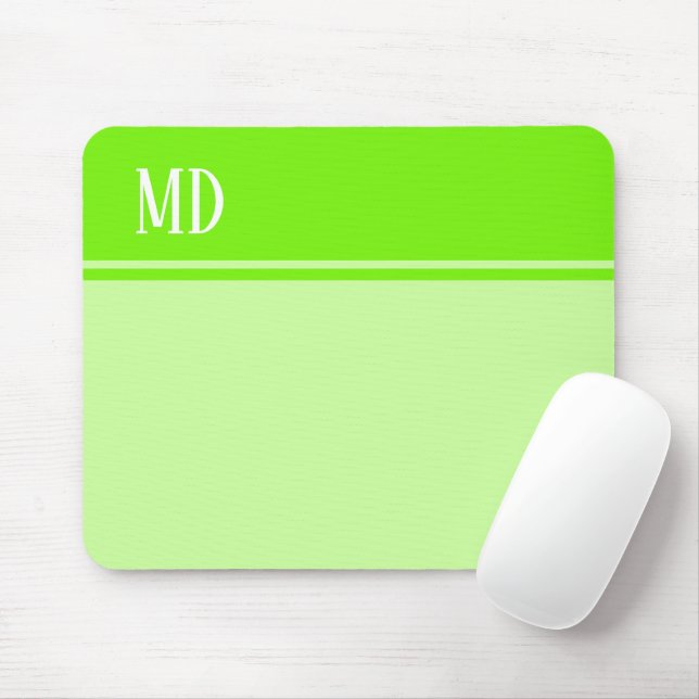 Mousepad Monograma simples e Bonito com risca de Verde limã (Com mouse)