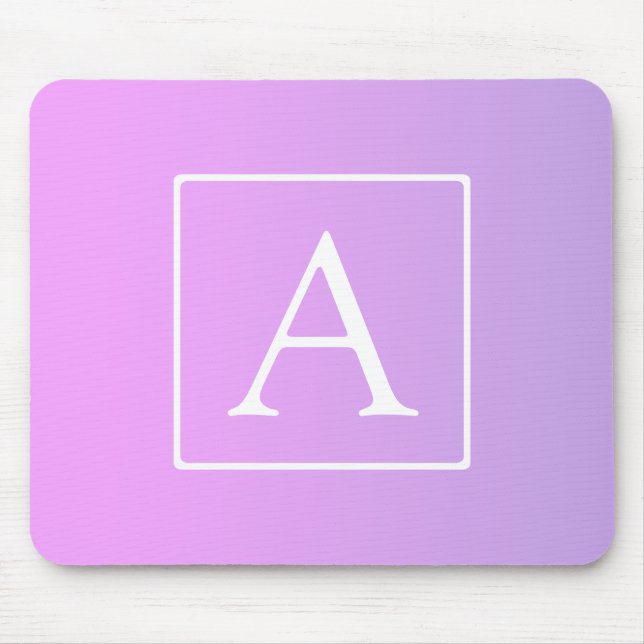 Mousepad Monograma Simples | Ombre Rosa/Roxo Sutil (Frente)