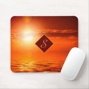 Mousepad Monograma Sol set Orange Ouro Sky Sea of Dourado