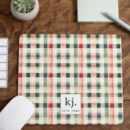 Mousepad Monograma Suave Evergreen Gingham
