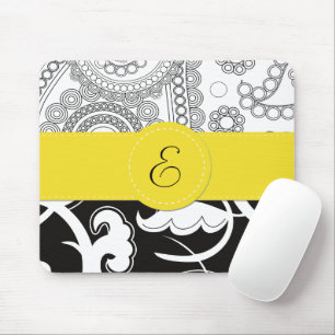 Mousepad Monograma - teste padrão rodado, estilo de Swirly
