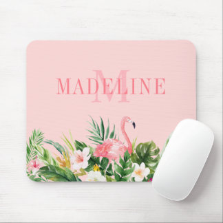 Mousepad Monograma Tropical de Cor Aquosa Moderna