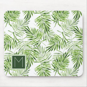 Mousepad Monograma verde das folhas de palmeira