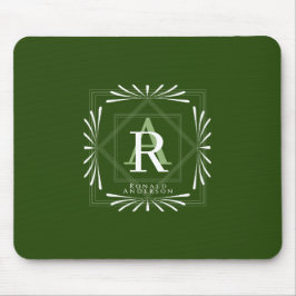 Mousepad Monograma Verde de na moda Frame