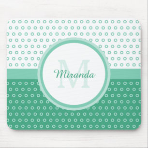 Mousepad Monograma verde e branco da modificação das