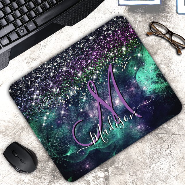Mousepad Monograma verde-escura-escura, escura, esverdeado (Criador carregado)