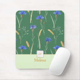 Mousepad Monograma Verde Floral de Flores Selvagens