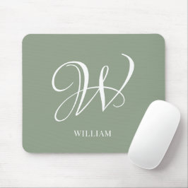 Mousepad Monograma Verde Personalizado Elegante Inicial