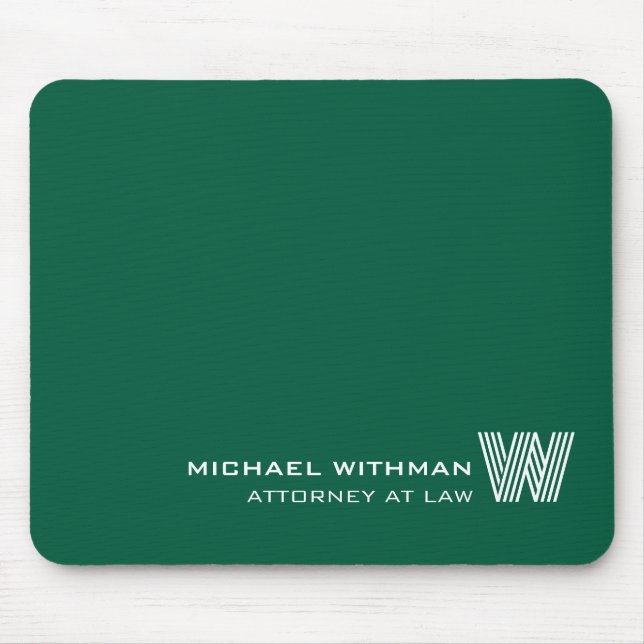 Mousepad Monograma VERDE personalizado, Nome e Profissão  (Frente)