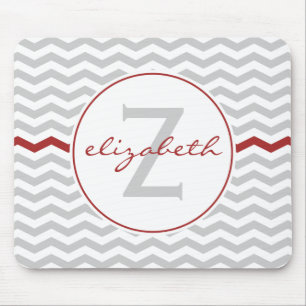Mousepad Monograma vermelho de Chevron