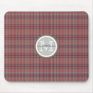Mousepad Monograma vermelho do fundo da xadrez