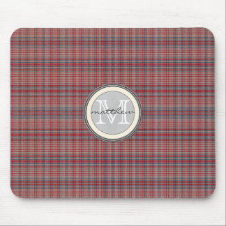 Mousepad Monograma vermelho do fundo da xadrez