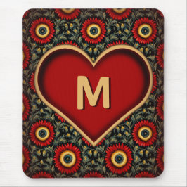 Mousepad Monograma Vermelho Moderno Monograma Bocal