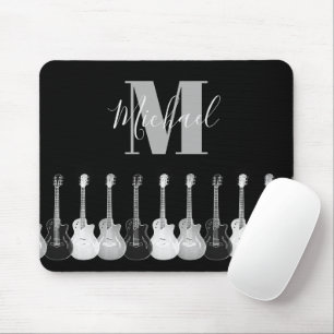 Mousepad Monograma - Violão elétrico acústico monocromático