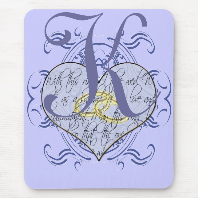 Mousepad Monograma Wedding Vow Heart (Frente)