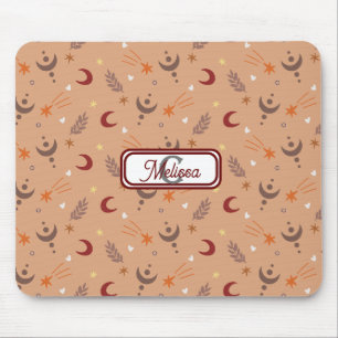 Mousepad Monograma Whimsical do Retro Brown Boho Personaliz