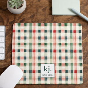 Mousepad Monograma Xadrez Evergreen Macio