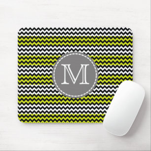 Mousepad Monograma Zig Zag Chevron Verde e Branco