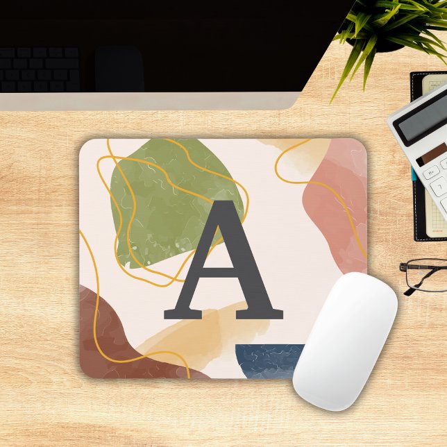 Mousepad Monogramado com Padrão Abstrato Boho (Boho Abstract Pattern Monogrammed Mousepad
)