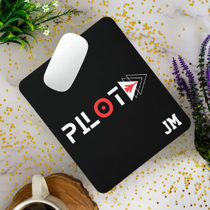 Mousepad Monogramado, Minimalista, Personalizado, Avião, Pi