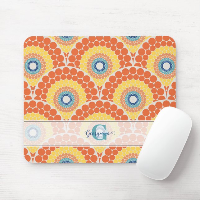 Mousepad Monogramas Art Deco Aegean Summer Radiant Mandala (Com mouse)