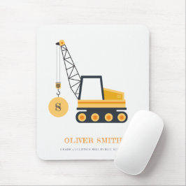 Mousepad Monogramas de veículos com grua de construção amar