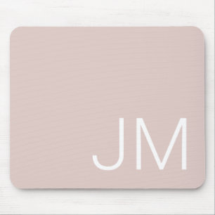 Mousepad Monogramas Maiúsculas Rosa Blush Chic Personalizad