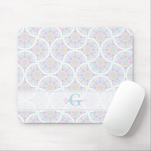 Mousepad Monogramas Pastel Rainbow Sundae Mandala Art Deco