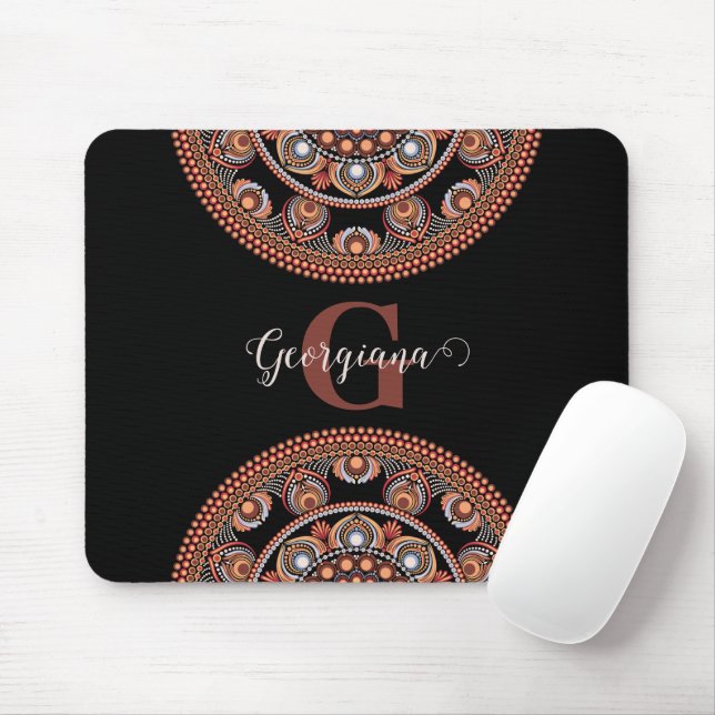 Mousepad Monogramas Safari Sunset Bohemian Dot Mandala (Com mouse)