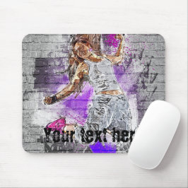 Mousepad Monogrammed Street art saltando garota Cinza de an