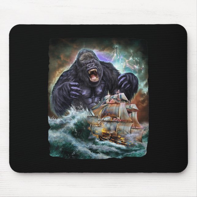 Mousepad Monster Gorilla Como Kraken Ataca Um Navio De Guer (Frente)
