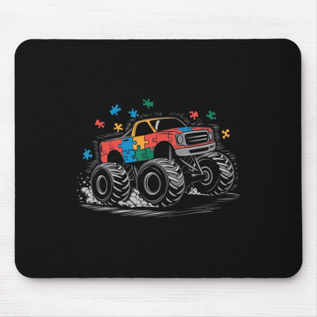 Mousepad Monster Truck Quebra-cabeça de consciência do auti (Frente)