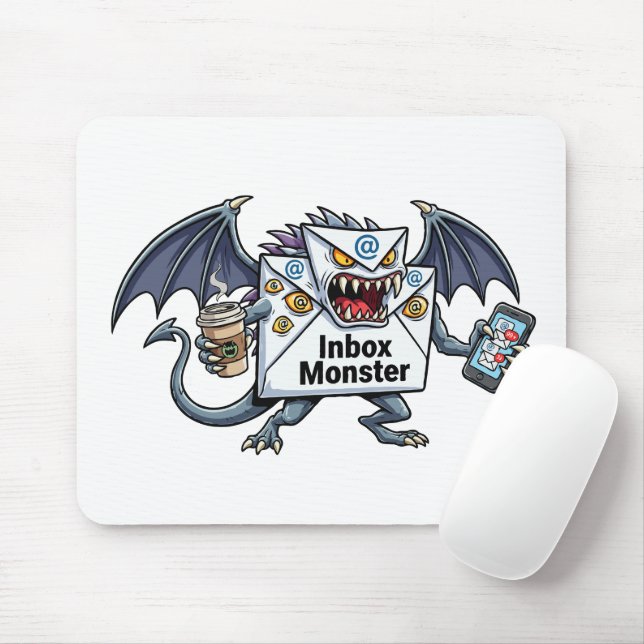 Mousepad Monstro da Caixa de Entrada Sobrecarga de Email Gr (Com mouse)