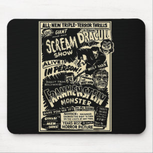 Mousepad Monstro de Filme de Terror Múmia Drácula Lobisomem