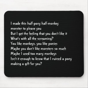 Mousepad monstro do metade-macaco do metade-pônei