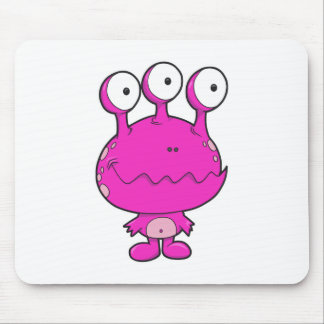 Mousepad monstro feliz de três olhos rosa quente