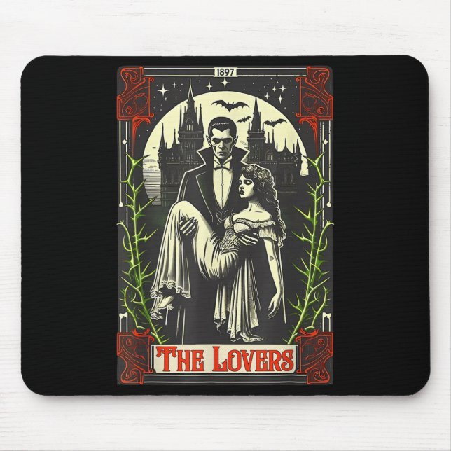 Mousepad Monstro Vamre Drácula e Noiva Os Amantes Tarot C (Frente)