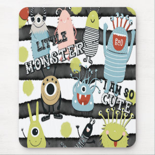 Mousepad Monstros Pequenos e Fofos Moderno Chic Xadrez de A