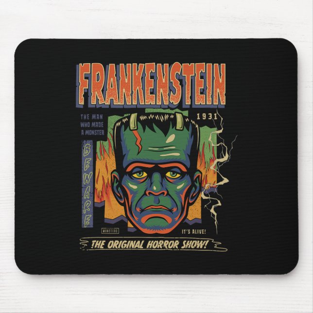 Mousepad Monstros Universais Frankenstein Vintage Halloween (Frente)