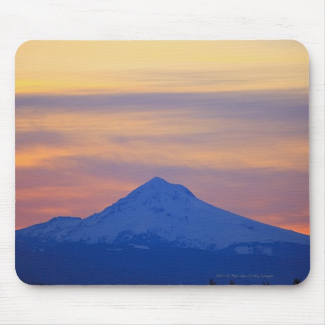 Mousepad Montanha azul tampada do céu neve alaranjada (Frente)
