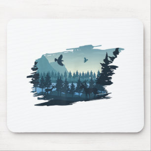 Mousepad Montanha Bonita, Árvores e Floresta da Natureza